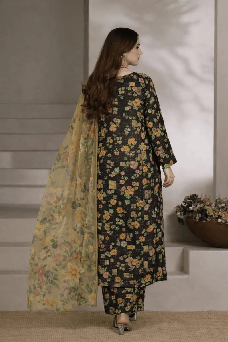 Black Digital Print Lawn 3-Piece Suit