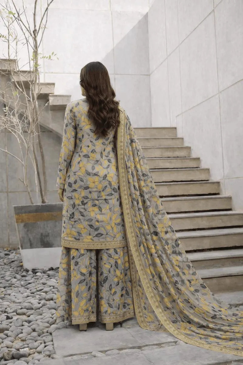 Silver Digital Print Lawn Suit – 3 Piece Swiss Lawn Summer Collection