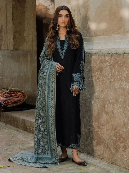 Black Embroidered Lawn 3 Piece Suit with Printed Dupatta – Eid Collection