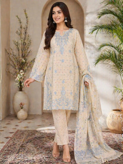 Luxury Embroidered Cotton Lawn 3 Piece Suit for Women Stitched– Eid Collection 2026 | Pakistani Designer Festive Wear | Multicolor