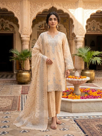Luxury Embroidered Cotton Lawn 3 Piece Suit for Women Stitched– Eid Collection 2026 | Pakistani Designer Festive Wear | Multicolor