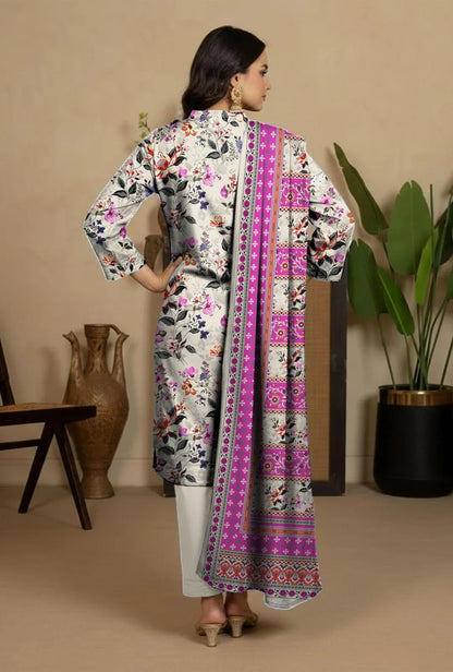 Off White Printed Dobby Lawn 3-Piece Unstitched Suit – Elegant Summer Collection
