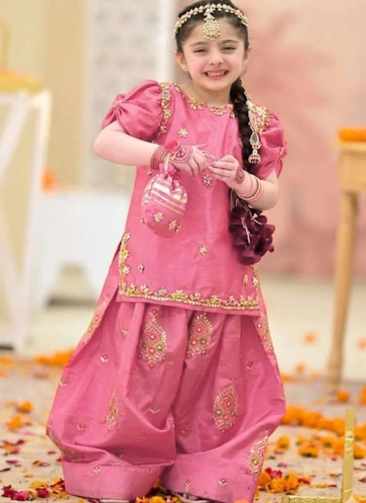 Pink Embroidered Girls 3 Piece Lawn Suit | Kids Summer Dress Pakistan (Ages 1–10)