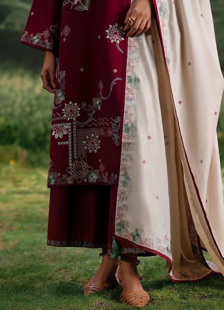 Cross Stitch 3 Piece Unstitched Lawn Suit – Heavy Embroidered Lawn Dress with Bamber Chiffon Dupatta