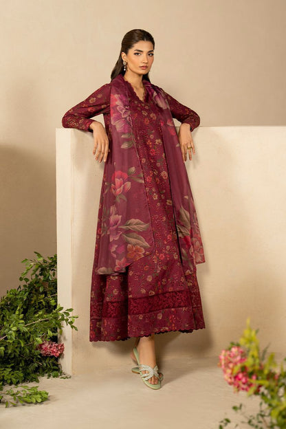 Iznik Lawn Collection 3PC – Chikankari Embroidered Lawn Suit with Digital Printed Chiffon Dupatta
