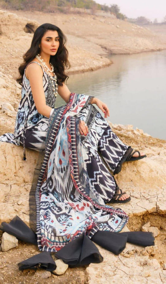 Asifa Nabeel Eid Collection 2026 – 3PCS Unstitched Digital Printed Lawn Suit with Embroidered Chiffon Dupatta