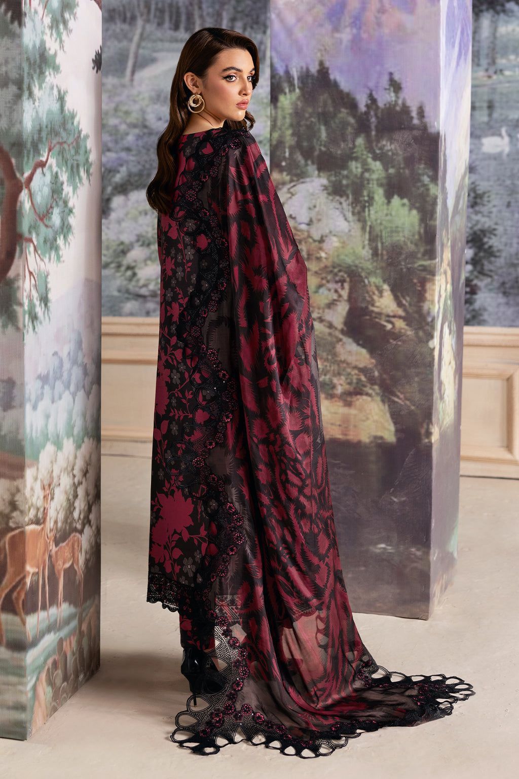 Ramsha Summer Collection 2026 – 3PCS Unstitched Digital Printed Lawn Suit with Embroidered Chiffon Dupatta