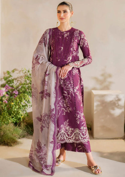 Aneela Lawn Collection 2026 – 3PCS Unstitched Digital Printed Lawn Suit with Embroidered Lawn Voil Dupatta