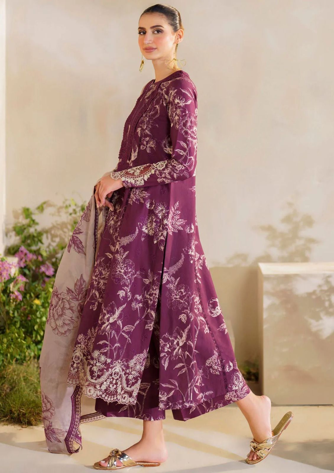 Aneela Lawn Collection 2026 – 3PCS Unstitched Digital Printed Lawn Suit with Embroidered Lawn Voil Dupatta