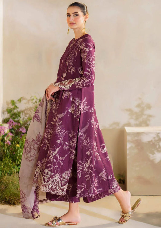 Aneela Lawn Collection 2026 – 3PCS Unstitched Digital Printed Lawn Suit with Embroidered Lawn Voil Dupatta