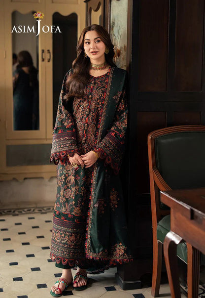Asim Jofa Style 3PCS Unstitched Lawn Suit – Heavy Embroidered Collection with Fancy Chiffon Dupatta