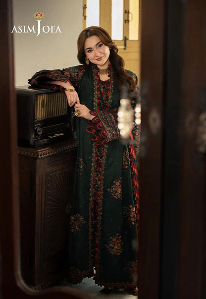 Asim Jofa Style 3PCS Unstitched Lawn Suit – Heavy Embroidered Collection with Fancy Chiffon Dupatta