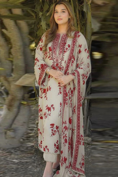 Aneela's Replica Lawn 3 Piece Suit with Chiffon Dupatta – 9MM Sequence Embroidered Designer Collection