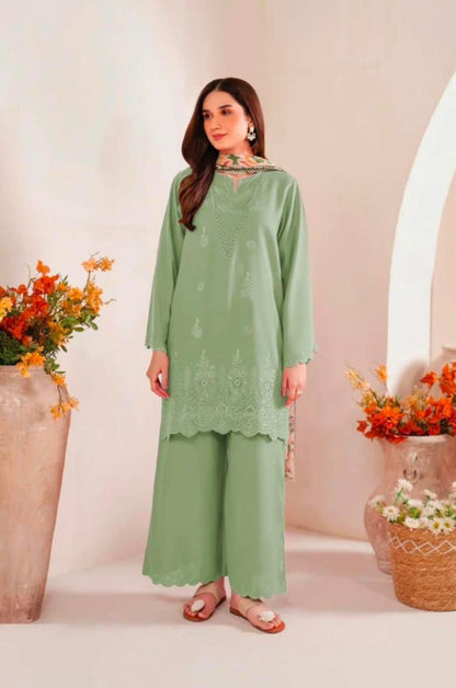 Sapphire Inspired  Lawn 3 Piece Embroidered Chikankari Suit with Digital Printed Dupatta | Premium Summer Collection 2026