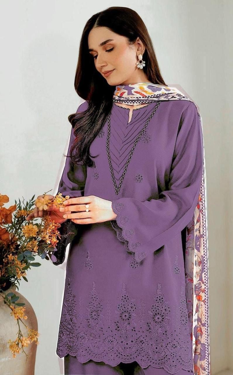 Sapphire Inspired  Lawn 3 Piece Embroidered Chikankari Suit with Digital Printed Dupatta | Premium Summer Collection 2026